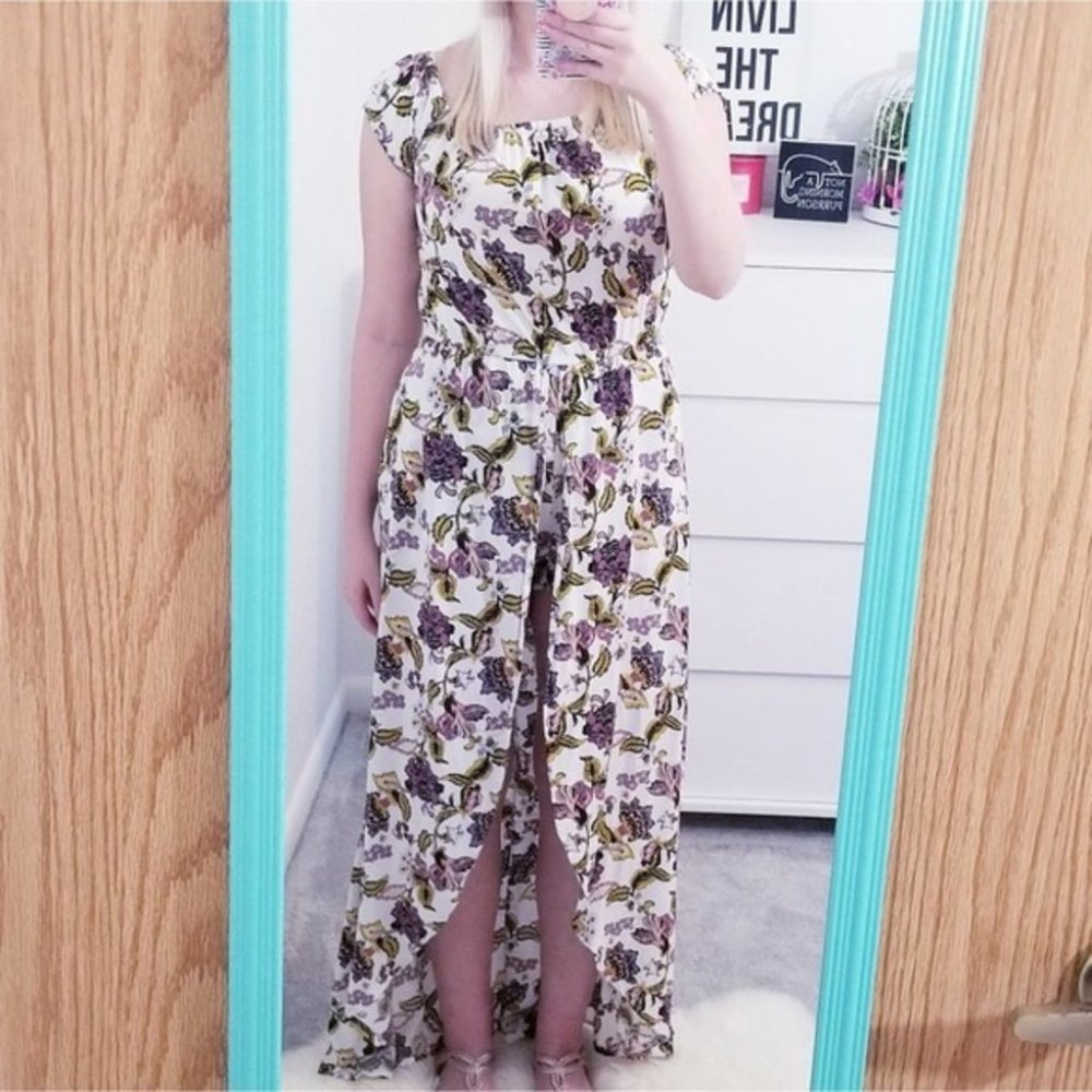 J For Justify Paisley Floral Romper Maxi Dress